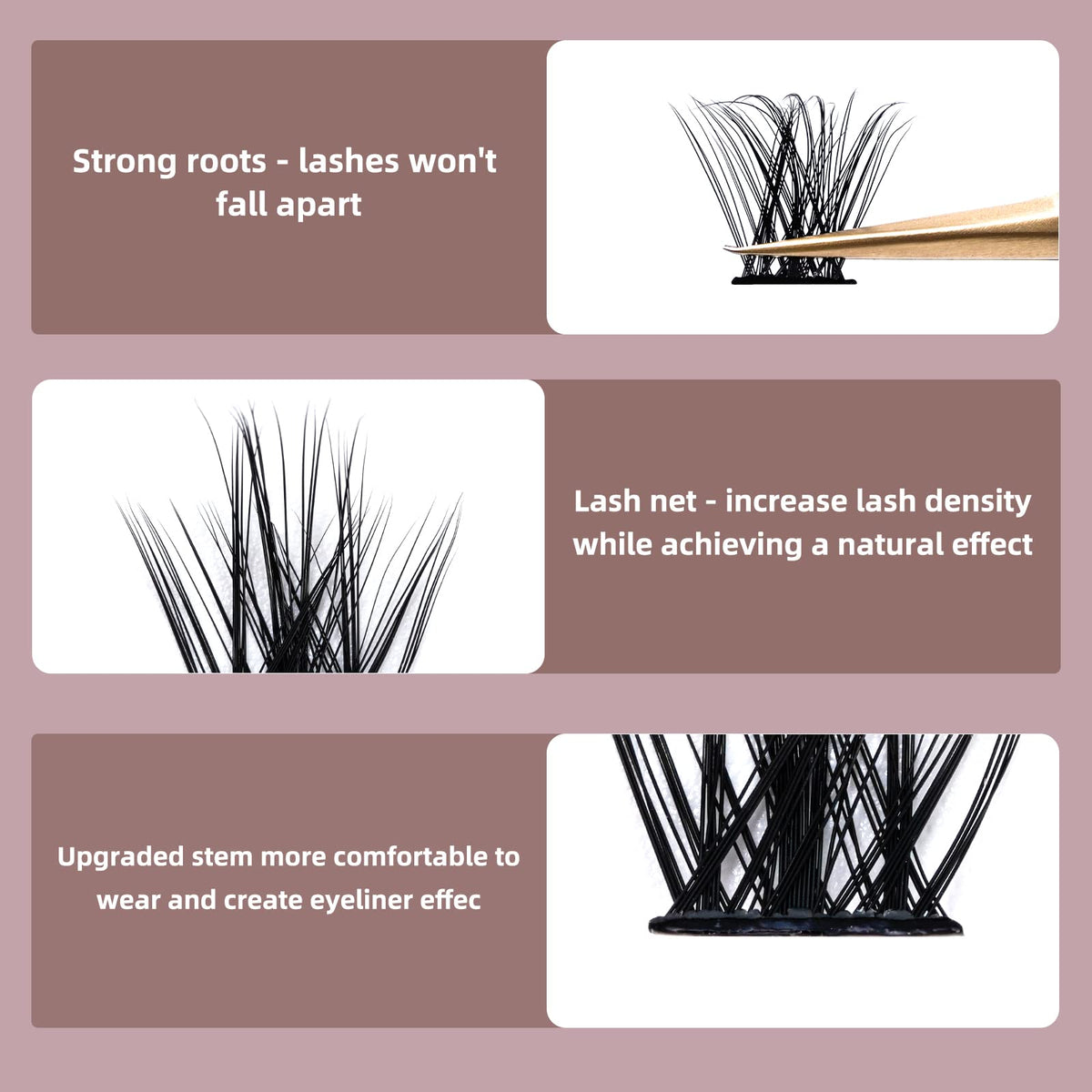 Cluster Lashes QUEWEL 72 Pcs Wide Stem Individual Lashes C/D Curl 8-16mm Length DIY Eyelash Extension False Eyelashes Soft for Personal Makeup Use at Home (Fluffy02-C-14)