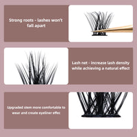Cluster Lashes 72 Pcs QUEWEL Wide Stem Individual Lashes C/D Curl 8-16mm Length DIY Eyelash Extension False Eyelashes Soft for Personal Makeup Use at Home (Fluffy02-C-MIX8-16)