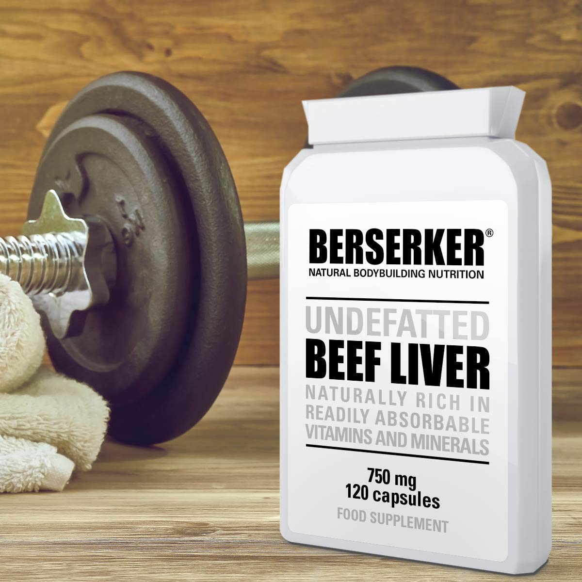Berserker Desiccated Beef Liver 750mg 500 Capsules Un-defatted Meaning Full Absorption of Naturally Occurring Vitamins and Minerals Found in Beef Liver. Made in The UK.