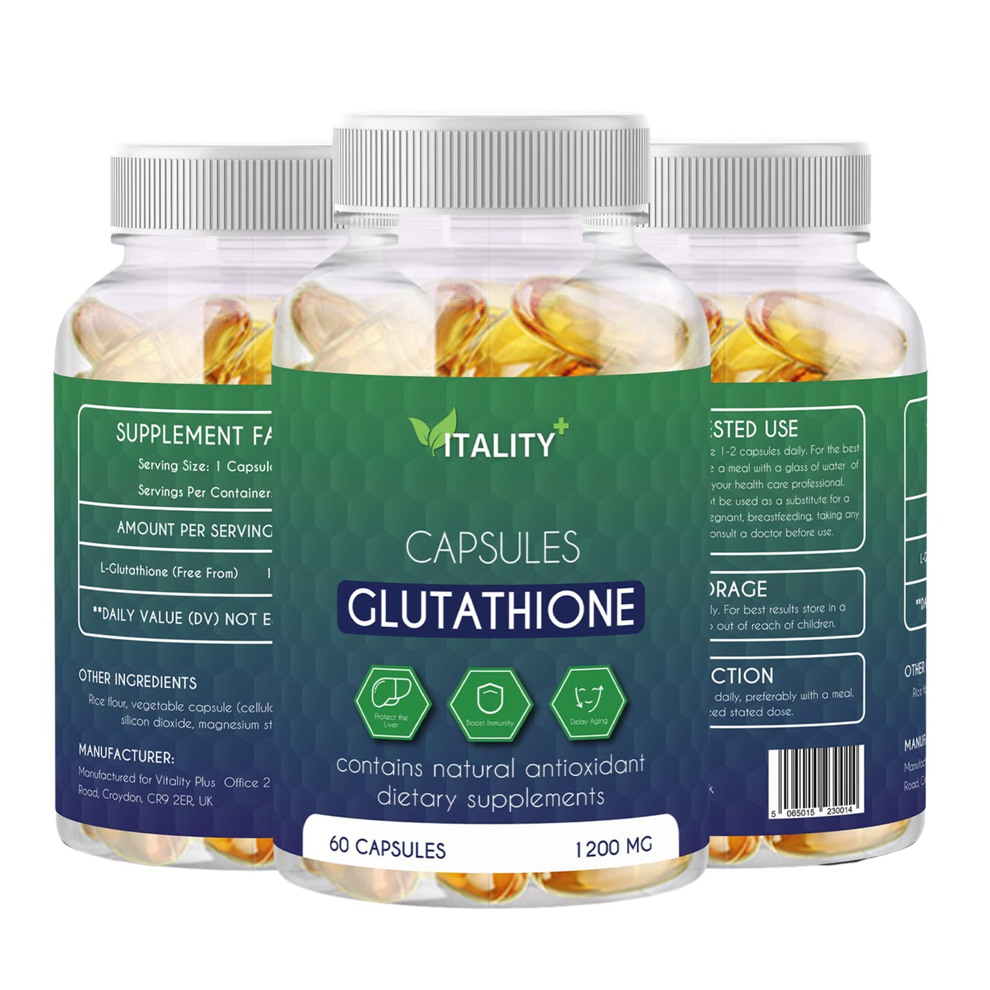 Sunshyne Glutathione Reduced 1200mg | High Strength Supplement with Natural Antioxidant 60 Softgel Capsules | Active Form L-Glutathione Delays Aging, Boosts Immunity, Protects The Liver