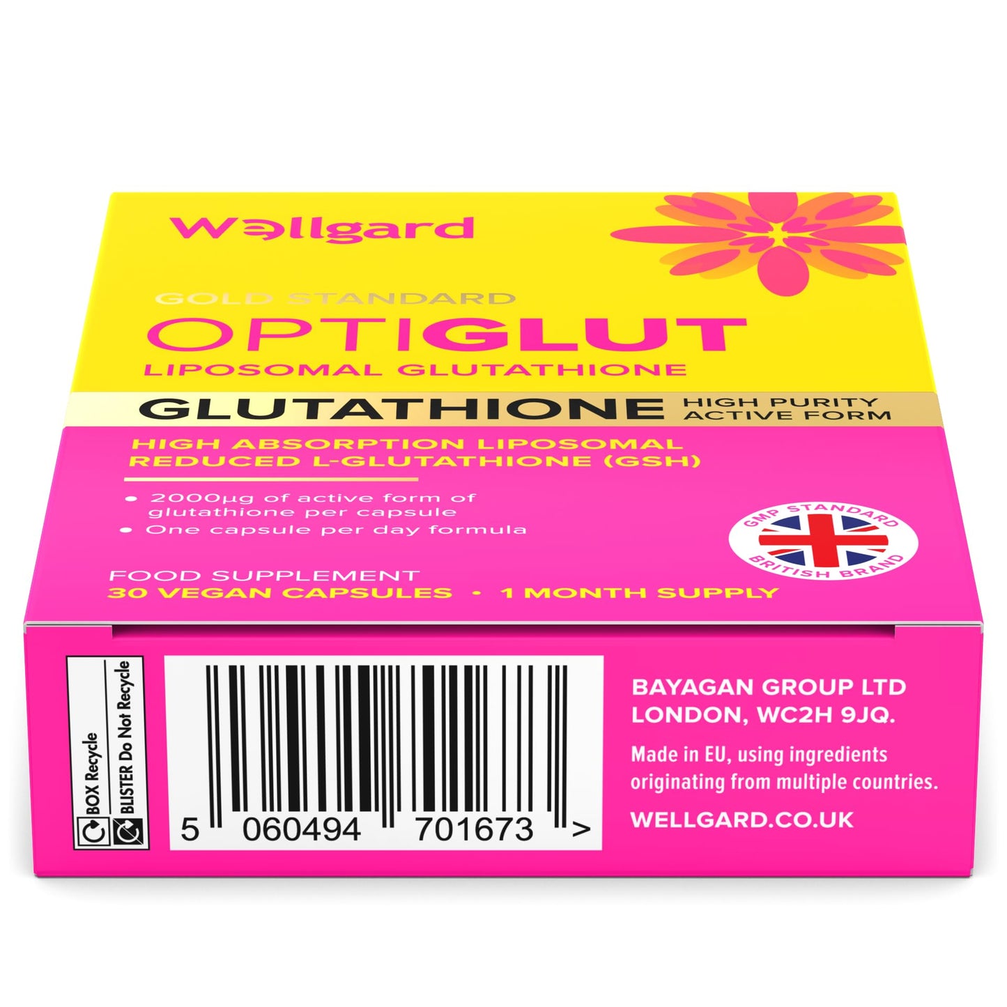 Wellgard Optiglut Liposomal Glutathione 2000µg - High Absorption Reduced L-Glutathione (GSH) - One-a-Day Vegan Capsules, 30 Capsules