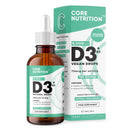 Vitamin D3 + K2 Liquid Drops by Core Nutrition - Vegan - High Strength 2000iu D3 + 25mcg K2-2 Month Supply - 120 Servings - 9,000mcg 60ml Bottle - Made in UK