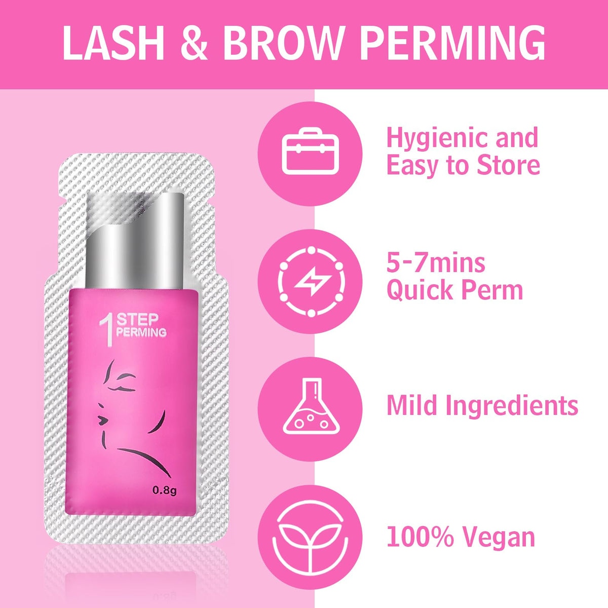Lomansa Lash Lift Lotion, Lash Lift Kit, Separate Steps Perming Lotion, Individual Sachets For Eyelash Perming and Brow Lamination, 10 Sachets, 0.8g Each (STEP 1)