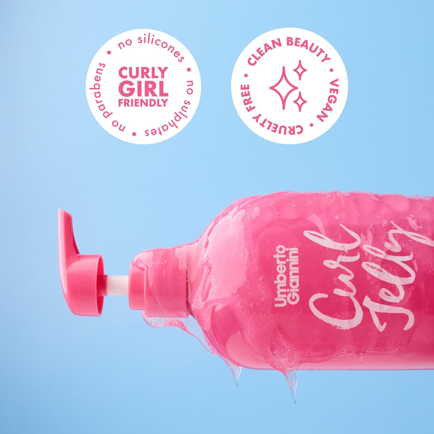 Umberto Giannini Curl Jelly Scrunching Jelly, Vegan & Cruelty Free Frizz Solution Gel for Curly or Wavy Hair, XL 500 ml
