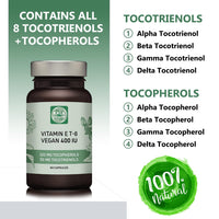 Kala Health Vitamin E - All 8 Tocopherols + Tocotrienols 400 IU Vegan - Alpha Tocopherol/Tocotrienol + Beta Tocopherol/Tocotrienol + Gamma Tocopherol/Tocotrienol + Delta Tocopherol/Tocotrienol
