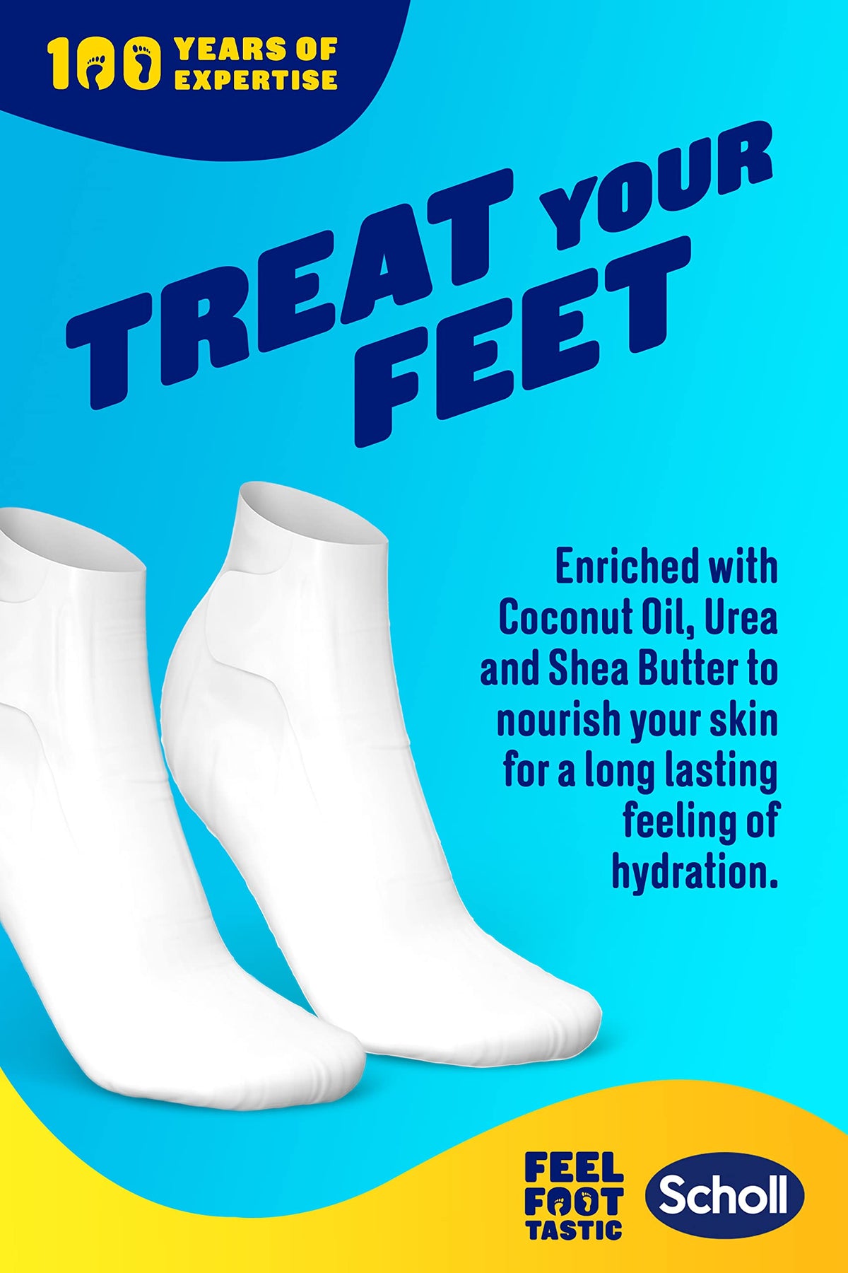 Dr. Scholl's Scholl Expertare Dry Skin Foot Mask - Nourishing Foot Mask with Coconut Oil, Urea, and Shea Butter - Up To 24-Hour Moisture for Dry Foot Skin - 6 Pairs of Foot Mask Socks