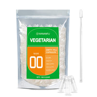 wananfu WANANFU Size 00 Empty Capsules Vegetarian (100 Count) Bundle with Micro Lab Spoon with Powder Tamper, Compatible with Capsule Filling Machine