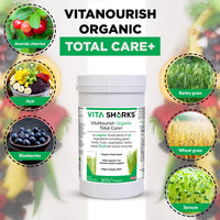 Vita Sharks VitaNourish Organic Total Care+ Vitamin C. 300g Complete Vegan Immune Boosting, Alkalising Nourishment Complex. Bio Active Enzymes for Absolute Detoxification & Digestion Support.