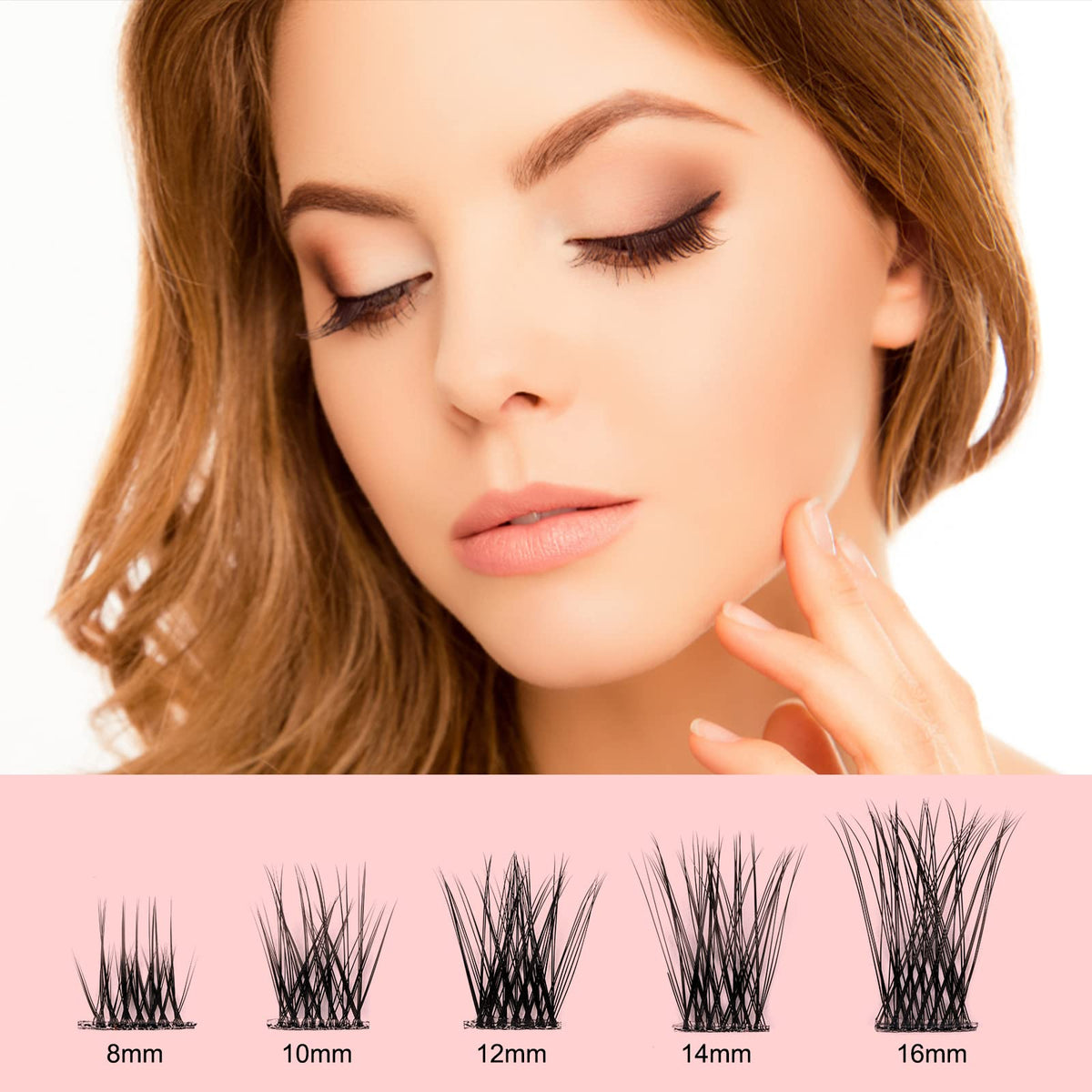 QUEWEL Lash Clusters 72 Pcs Wide Stem Cluster Lashes Mix8-16mm DIY Eyelash Extension Individual False Eyelashes Soft & Do Not Break for Personal Makeup Use at Home(QUH-S019-Mix8-16mm)