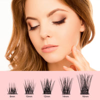 QUEWEL Lash Clusters 72 Pcs Wide Stem Cluster Lashes Mix8-16mm DIY Eyelash Extension Individual False Eyelashes Soft & Do Not Break for Personal Makeup Use at Home(QUH-S019-Mix8-16mm)