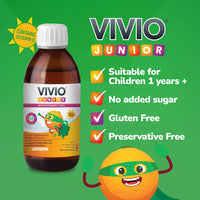 VIVIO JUNIOR VIVIO Junior Multivitamin Tonic for Kids – 12 Added Vitamins Plus Zinc & Iodine to Support Your Child’s Immunity & Cognitive Function - Orange - 250ml
