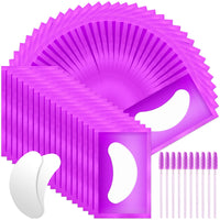 URAQT Eye Gel Pads and Patches - 10 Brushes - Premium Lint-Free Under Eye Kit for Pro Salons and Individuals (Purple)