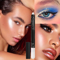 LYNTYAOU White Shimmer Eyeshadow Stick, Pearl White Glitter Eye Shadow Pencil Cream Eyeshadows Pen, Pearlescent Highlight Brightener, High Pigmented Smooth for Eye Makeup