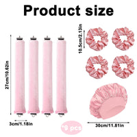 JBLJDWD 9 Pcs Heatless Blowout Rods, Heatless Curling Rod, Easy to Use Blowout Rods No Damage to Hair Heatless Curls for Curl Rods Women Long Hair Styling Tools for All Hair Pink