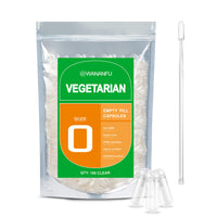 wananfu WANANFU Size 0 Empty Capsules Vegetarian (100 Count) Bundle with Micro Lab Spoon with Powder Tamper, Compatible with Capsule Filling Machine