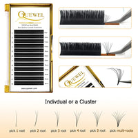 QUEWEL Easy Fan Lashes 0.05D Curl Mix 9-16mm Easy Fan Russian Lashes 2D-20D Volume Lash Extensions Self Fanning Eyelash Extensions Volume Automatic Blooming (0.05D Mix 9-16)