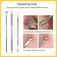 JOLIFILE Pimple Popper Tool, 9PCs Spot Popper Comedone Blackhead Remover Kits with Curved Tweezers and Pimple Popper Spot Remover for Facial Skin