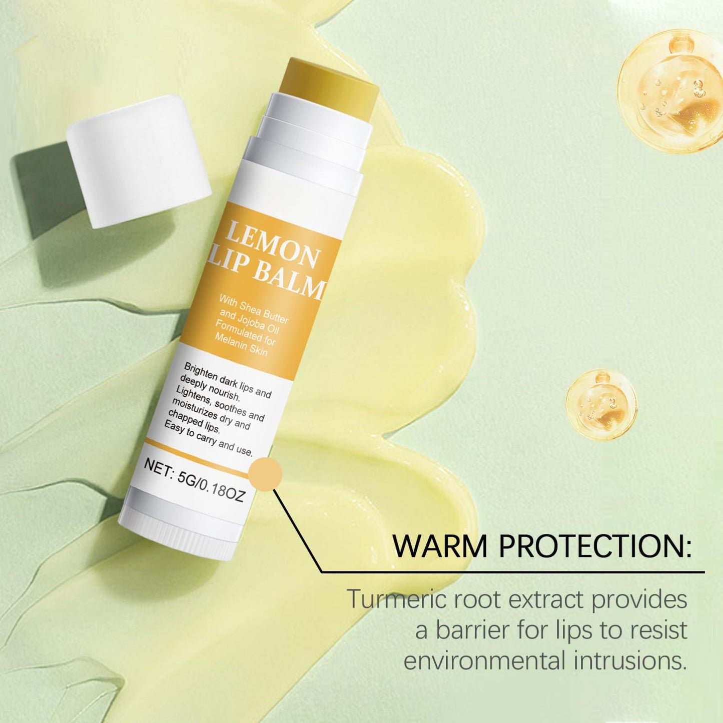 Lemon and Turmeric Lip Lightening Balm for Dark Lips, Effortlessly Hydrating & Brightening Lip Repair Balm, Lip Exfoliator Scrub for Softening & Moisturizing，Pigmentation Corrector