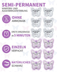 Libeauty Black Eyelash Tint Kit, 2 in 1 Brow & Eye Lash Tint Kit, Individual Package Developer & Black Lash Dye with Tools for Beginners and Salon