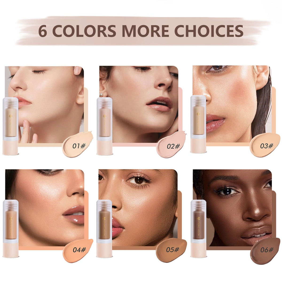COODAM Full Coverage Foundation for Mature Skin - Long Wear Matte Face Foundation, Bottom Press Liquid Foundation Removable, Full Coverage Foundation for Women and Girls (06#, 40ml)