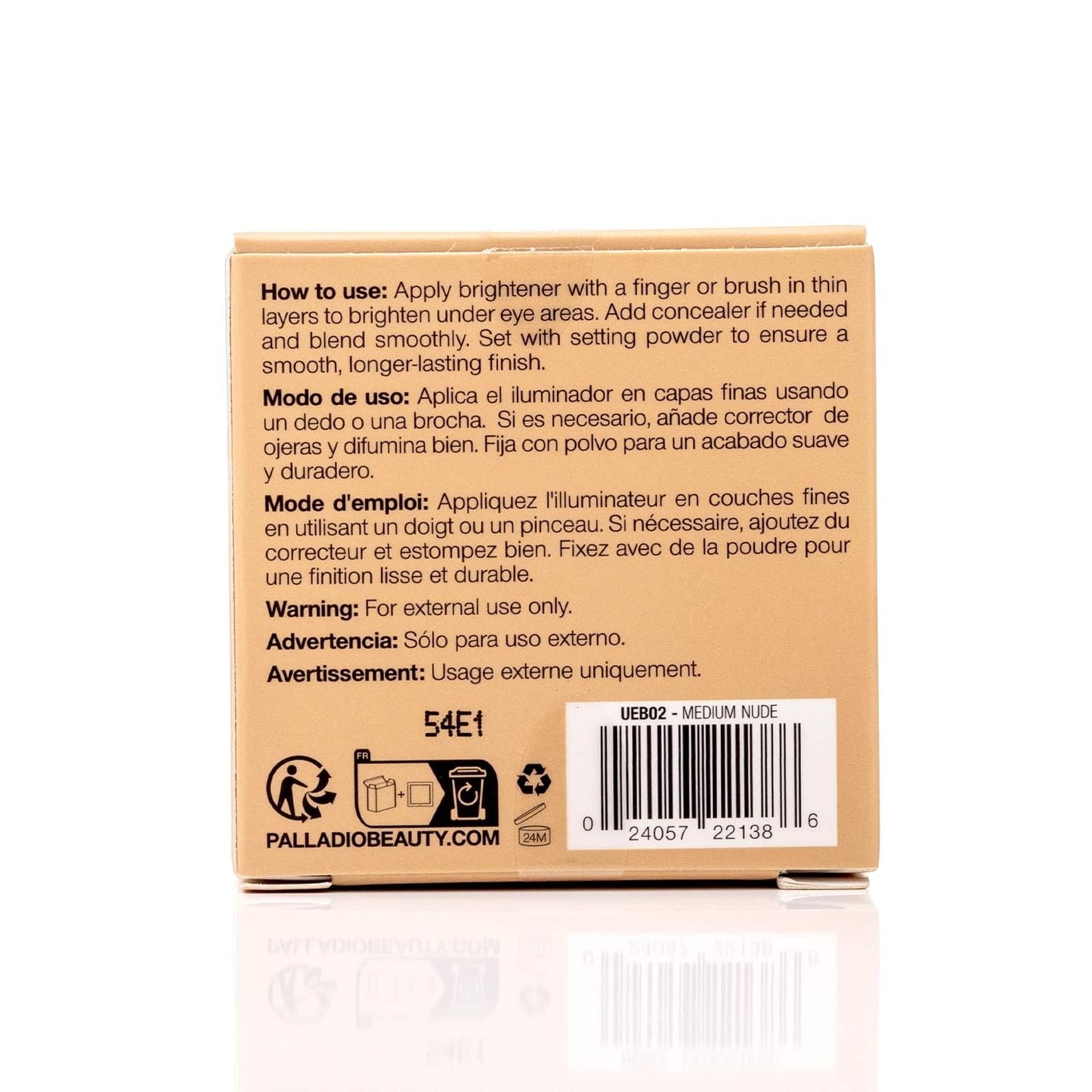 Palladio Under Eye Brightener, Conceal, Brightens, Reduces Appearance of Dark Circles, With Caffeine Peptides & Vitamin E, Tired Skin Color Correcting Brightener & Primer (Medium Nude)