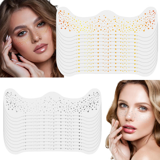 HERBENJOY Glitter Freckles Face Tattoo 24pcs Face Glitter Freckles Face Glitter Makeup Speckles For Party Woman Glow Up Makeup Patches Festival Cute Glitter Makeup Accessories