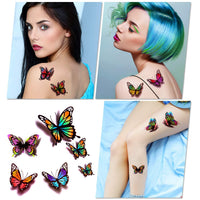 FFWHKON 126Pcs Butterfly Temporary Tattoo, 3D Temporary Tattoos Stickers