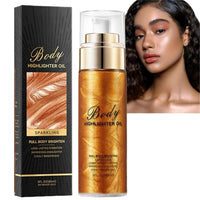BigyQiu Body Shimmer Oil,Body Shimmer Lotion,Moisturizing Light Shimmer Glow Illuminator,Body Luminizer Liquid Highlighter,Non-Sticky Body Glow Shimmer Lotion for Face and Body(#03-Bronze Gold)