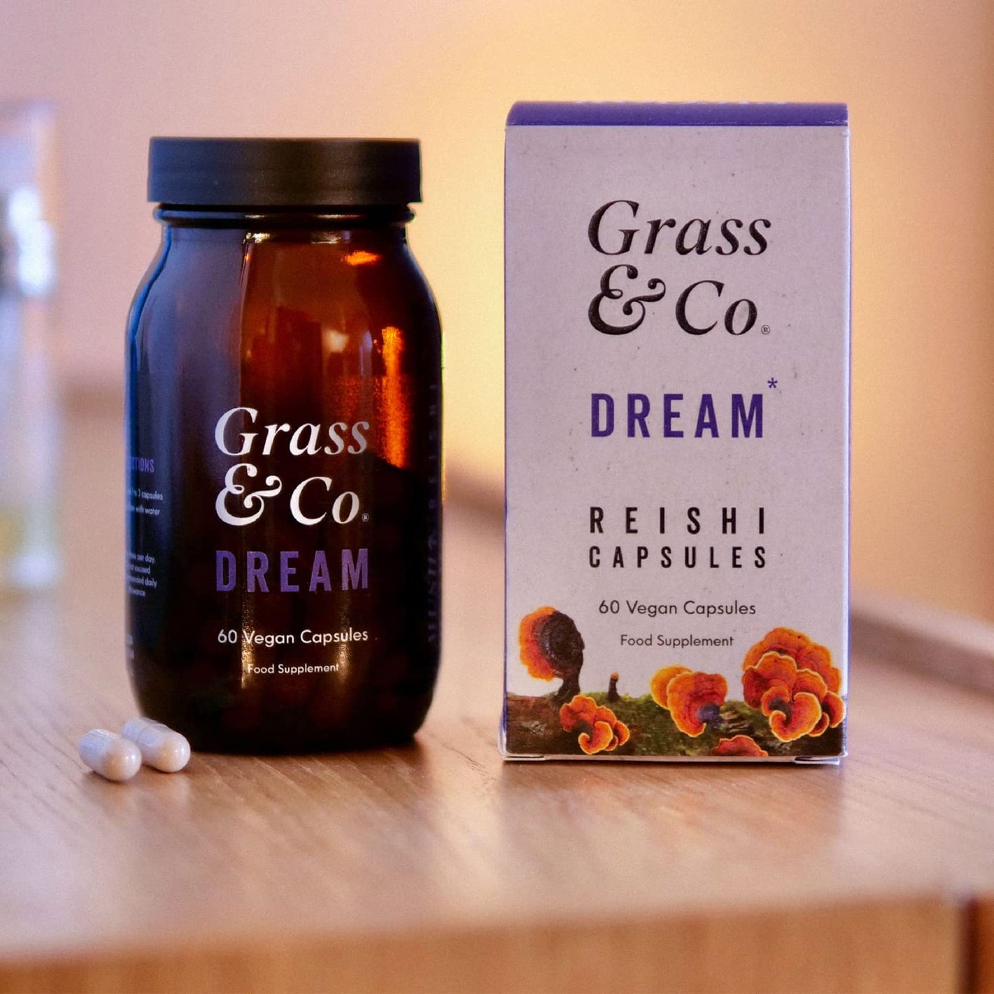 Grass & Co - Organic Reishi Mushrooms with Magnesium & Sage 60 | Regulate Hormonal Activity | Non-GMO, Gluten-Free, Cruelty-Free & Additive Free Reishi Capsules | 60 Vegan Capsules | 30 Day Supply