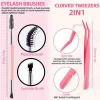 QUKLOGEN DIY Lash Extension Kit 782Pcs D Curl 4 Styles Individual Lash with Bottom Lash Clusters Bond and Seal,Quick Glue Remover Tweezers Eyelash Brush Mini Applicator (LASH001)