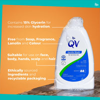 QV Gentle Wash (250g) for Dry, Sensitive Skin, pH Balanced, Unscented, Soap Free Body Wash, Moisturising Soap alternative that lathers for Dry Skin, Eczema, Psoriasis, Dermatitis