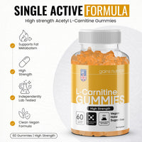Gains Nutrition GN Acetyl L Carnitine Gummies | 60 L-Carnitine Gummies for Men & Women - High Strength Acetyl-L-Carnitine with Ashwagandha, Vitamins B6, B12 | Mango Flavour, Non-GMO & Suitable for Vegans