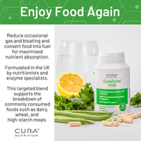 Cura Nutrition CURA NUTRITION CURAZYME Vital (90 Capsules) Digestive Enzymes Supplement for Gut Health Support, Basic Digest Formula for Bloating, Heartburn, Digestion Relief, Ideal for Sensitive Stomachs, Vegan