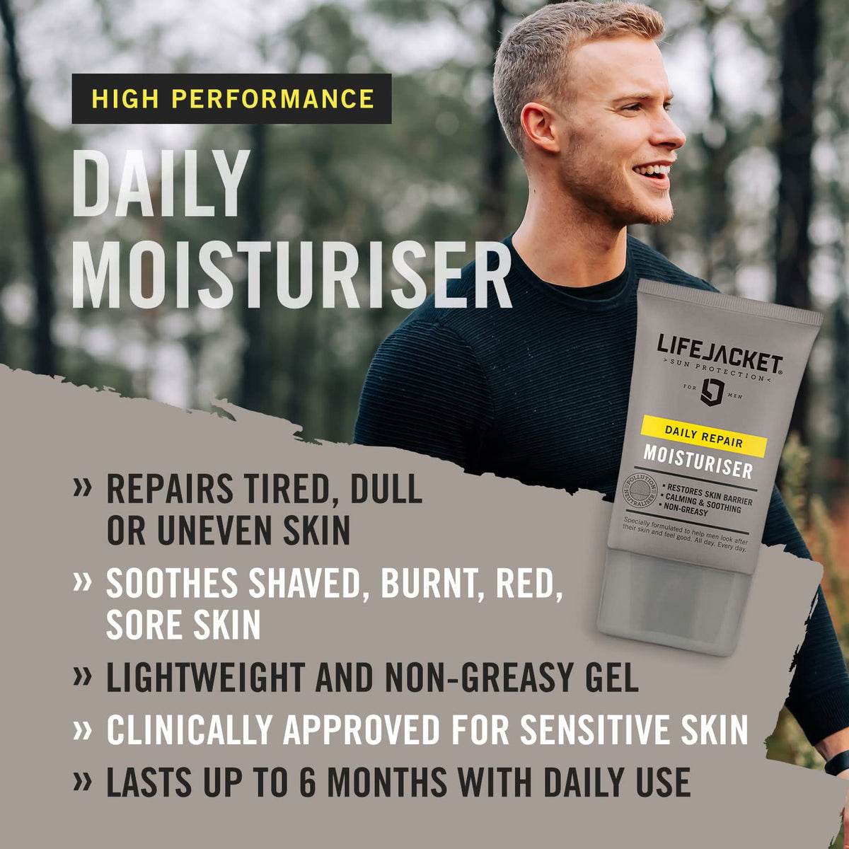 LIFEJACKET LifeJacket Daily Repair Moisturiser - Overnight Hydration Face Cream, Anti-Ageing, Anti Wrinkle, Light, Non-greasy, Cruelty free, Clinically Approved for Sensitive and Dry Skin (100ml (Pack of 1))