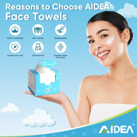 AIDEA Face Towels Disposable-50Ct (1 Box), Clean Facial Towels, Facial Cleansing Wipes for Sensitive Skin, Face Towelettes for Makeup Removing, Nursing, Travel, Dry Wipes