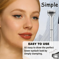 Lower Lash Stamp, 2 in 1 Bottom Lashes Stamp, Eyeliner Pen Lower Lash Stamp Set for Girls Women Quick Eye Makeup for Beginner Waterproof Sweat Proof Long Lasting (Black)