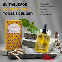 Karmic Skin Brightening Vitamin C Face Serum: With Saffron & Vit. E | Hydrate & Reveal Bright Glowing Skin | Correct Dark Spots | Treat Hyperpigmentation | Organic Facial Oil Skin Care | Women & Men