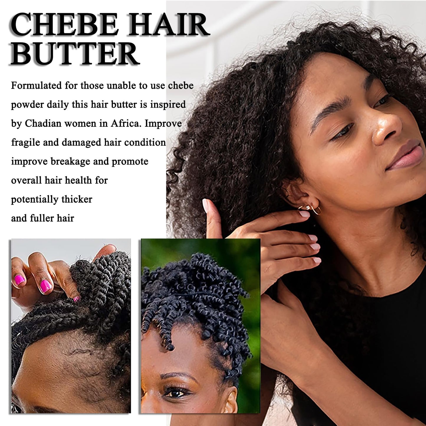 Maggikey Chebe Hair Butter With Chebe Powder, Castor Oil, Shea Butter - Helps With Split Ends, Nourishing Afro Hair Oil For All Hair Types