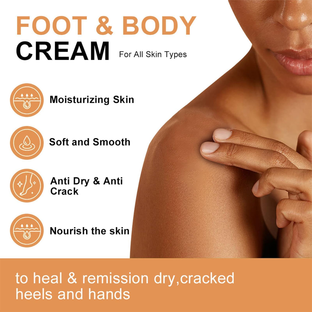 OunTechGlory Intensive Honey Foot Cream for Dry Hands & Feet - Deep Hydration, Fast-Acting - Cracked Heel Repair, Moisturizing for Women & Men (40g)
