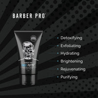BARBER PRO Face Putty Peel Off Mask with Activated Charcoal | Detoxifying, Cleansing, & Brightening | Peel Off Face Masks | Mens Skincare |