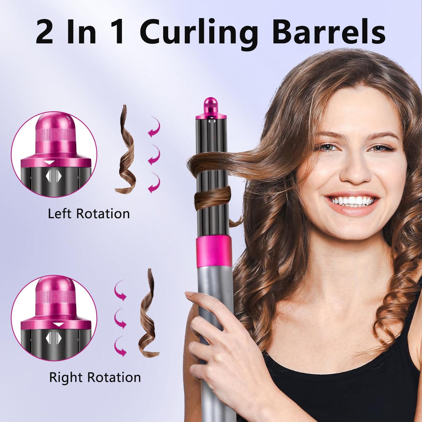 Chuancheng 40mm/1.6inch Long Curling Barrels Attachments for Dyson Airwrap HS01 HS05 HS08 Styler, Hair Curl Barrels Replacement Parts, Rose Red