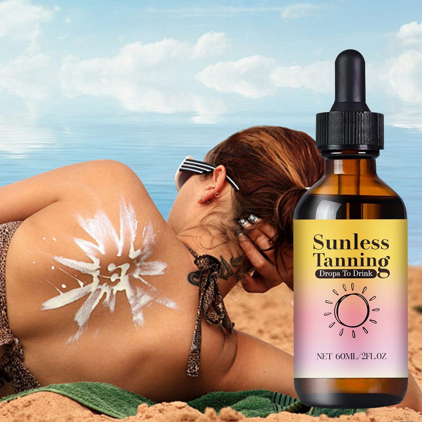 COWANIEE Sunlesss Drinkable Tanning Drops, Tan Drops Drink Promote Natural Skin Tone