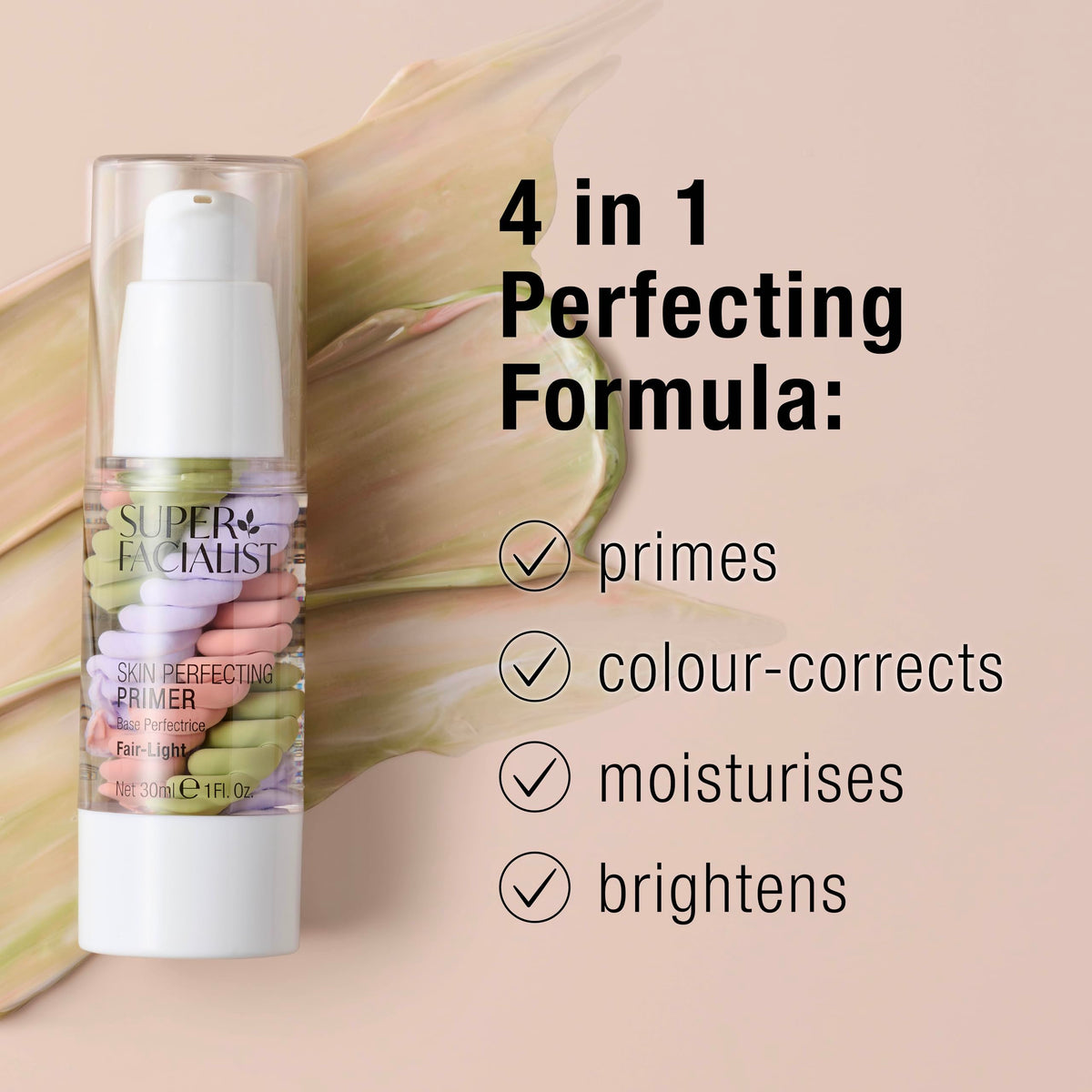 Super Facialist Skin Perfecting Primer - Base Face Primer to Hydrate, Protect & Refine with Colour Corrector Technology, Hyaluronic Acid & Niacinamide, Vegan Friendly Make Up Primer, 30ml