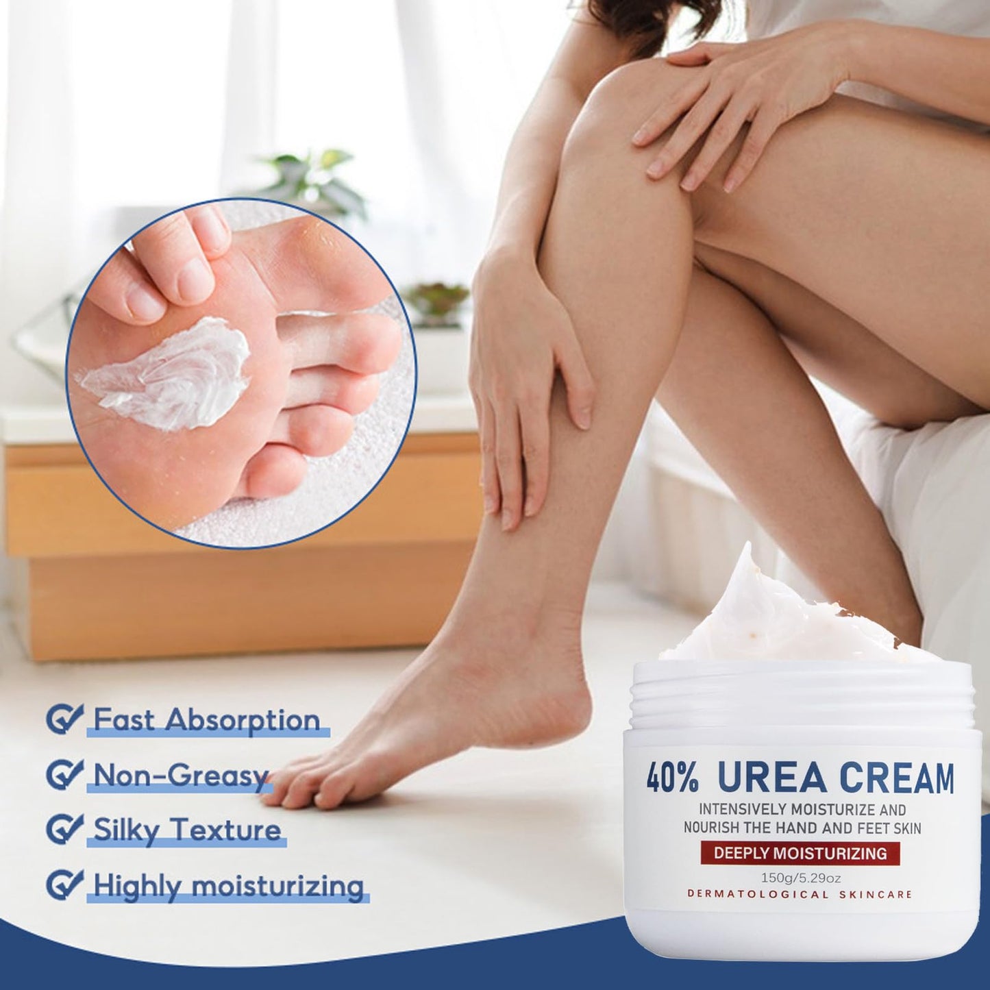 Urea Foot Cream, Urea Cream 40 Percent For Feet, Foot Cream for Cracked Heels and Dry Skin, Urea Cream for Hand,Foot and Body Care Deep Moisturizing Callus Remover Nourishes Soften
