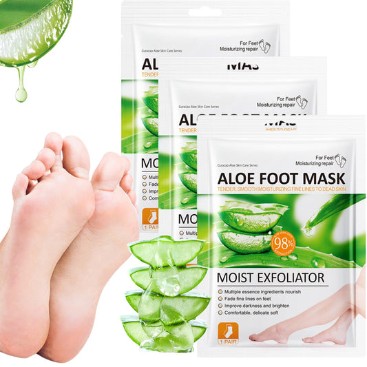ISBEAUSOLS 3pcs 98% Aloe Extract Foot Peel Mask - Nourish Foot Mask - Soothing and Soften Hard Foot - Foot Moisturiser Socks for Dry Foot - Daily Foo Care,Moist Exfoliator,Improve Darkness