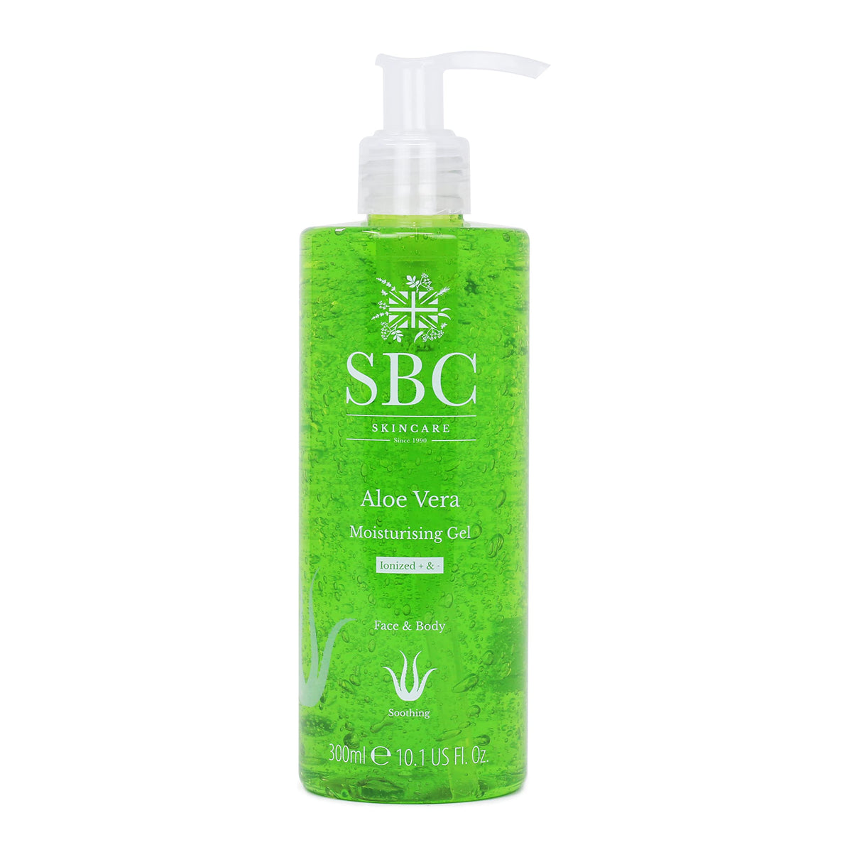 SBC Skincare Aloe Vera Moisturising Gel 300ml, Family Friendly Aloe Vera Aftersun Gel for Face and Body, Light Gel Moisturiser For Dry or Sensitive Skin