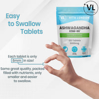 Ashwagandha Organic KSM-66 Tablets 3000mg | 6 Month Daily Supply |360 High Strength Supplement Tablet (Not Capsule or Powder) | Made in UK | Vegan