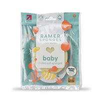 RAMER Ramer Ultra Soft Baby Twin Pack Sponges (Yellow & White)