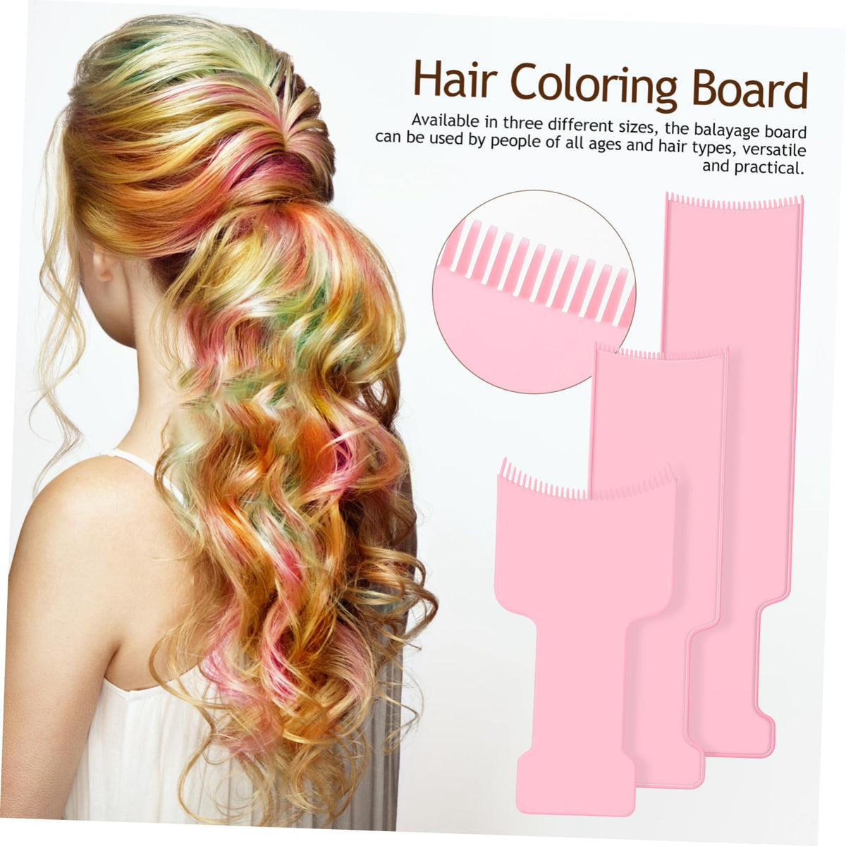 Healvian Balayage Board with Teeth Hair Colouring Tool Set for Highlighting Full Dyeing and Styling Rounded Teeth Perm Board 3 Pieces 13.98 X 3.31 X 0.08 in
