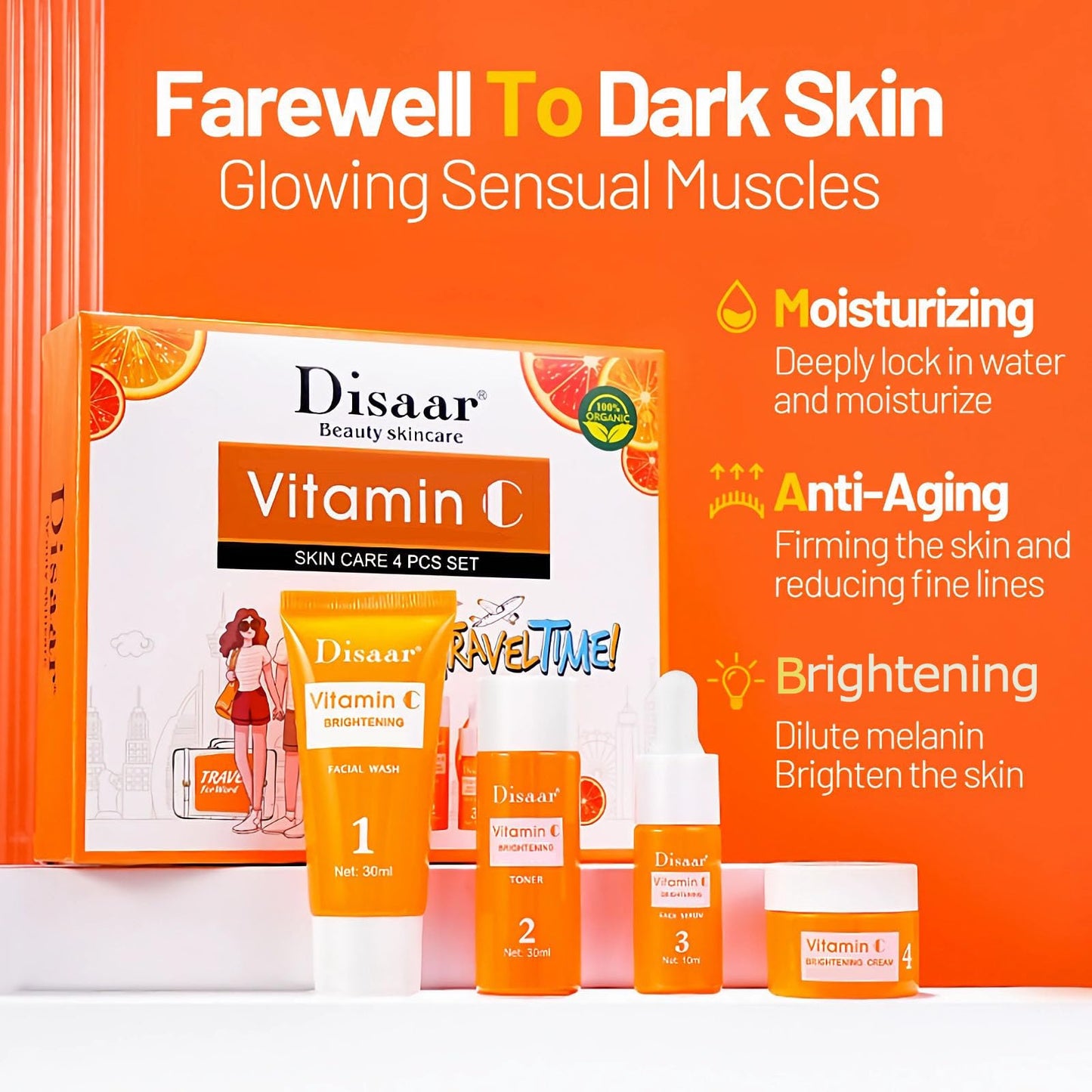 mercham Skincare Set Gifts for Teenage Girls-Vitamin C Serum for Womens Gift Sets, Includes Cleanser-Toner-Serum-Face Cream, Moisturizing & Brightening Facial Kit, Preppy Skincare Set - All Skin Types